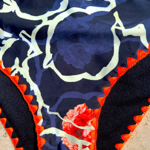 Rachel swimsuit/ Triangle Bikini Navy Top Medium Bottoms Large - Picture 4 of 5